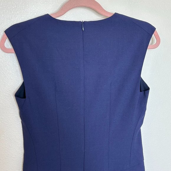 MM. LAFLEUR Savannah Fit and Flare Dress Size 6 Navy Blue Wool Blend Career - Picture 4 of 6